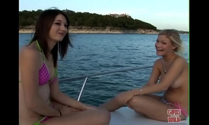Girls gone wild - a pair of youthful legal age teenager lesbos having joy on a boat