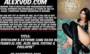 XO Speculum and extreme long dildo in Hotkinkyjo ass. Also anal fisting and prolapse