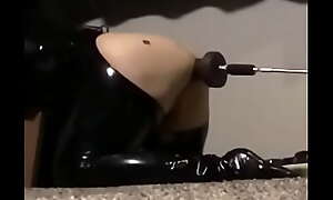 Sissy in chastity machine pounded
