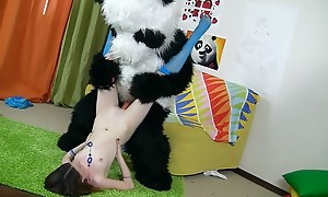 This funny porn video starts with a frisky teen drawing her big panda bear. She tried real hard to make a good picture, but still the panda didn't like it. Why? Well, the girl forgot to draw something the panda's very proud of - his pink super dildo! The 