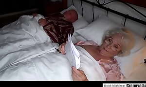 70  granny fucking a hard cock while her husband is resting