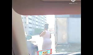 Voyeur Big booty outside car